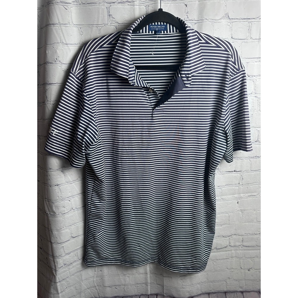 Peter Millar Polo Shirt NBC Golf Striped Short Sleeve Casual Top Mens Size L